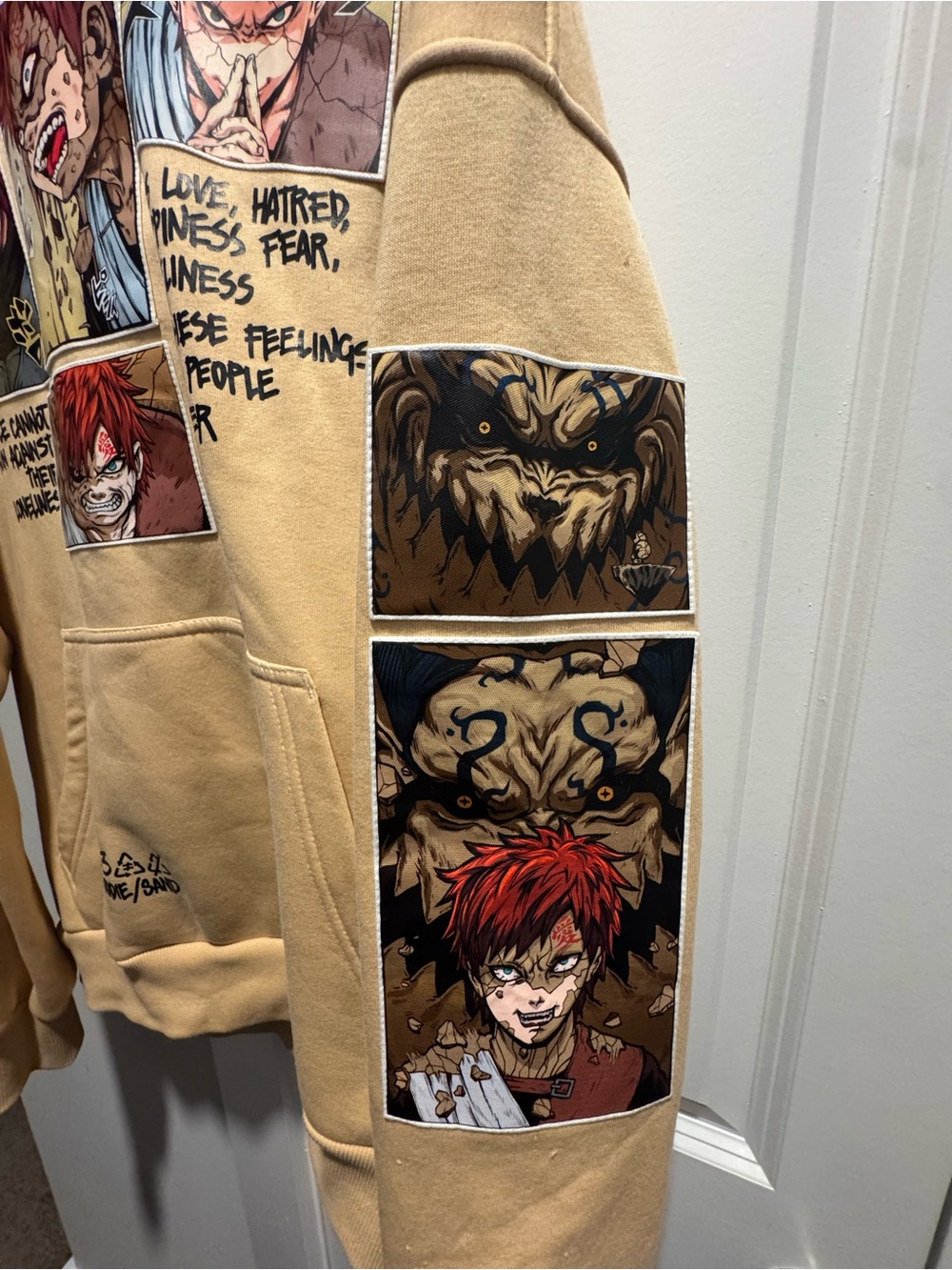 Beige Anime Naruto Gaara Graphic Hoodie Sweatshirt - Picture 2 of 8